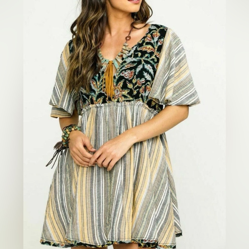 Free People Women's Under The Sun Tunic, Black Combo, Size Large - Picture 2 of 10